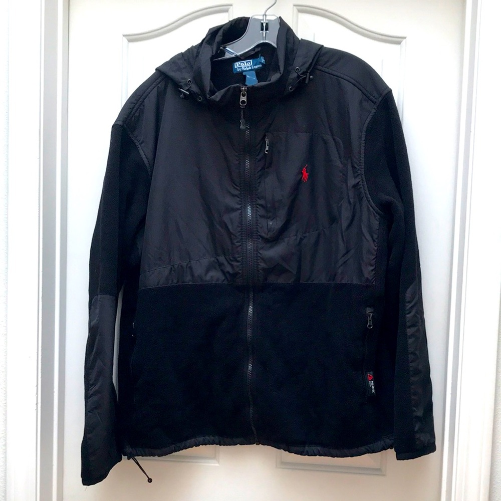 Polo by Ralph Lauren Men's Black Hooded Polartec Jacket XXL